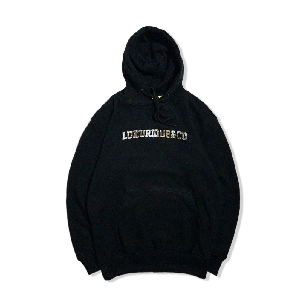 JAKET HOODIE GRAPHIC HITAM 'LUXURIOUS&CO' [HD_5083]
