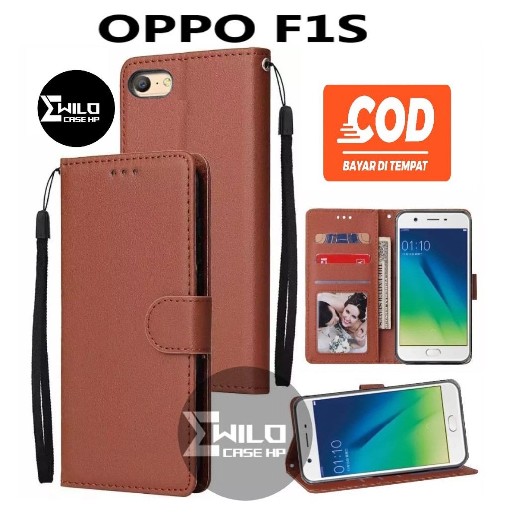 Case Flip Wallet OPPO F1S Premium Case Flip Wallet Kulit/Casing Dompet Hp