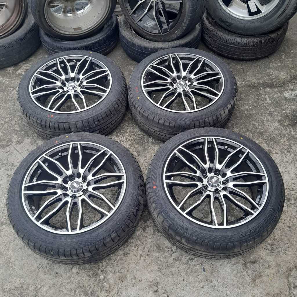 VELG MOBIL BEKAS SEKEN HSR HANASHI RING 17 LEBAR 7,5 PCD 5X100-5X114,3 ET 42 + BAN PHIR 205 50 R17 V