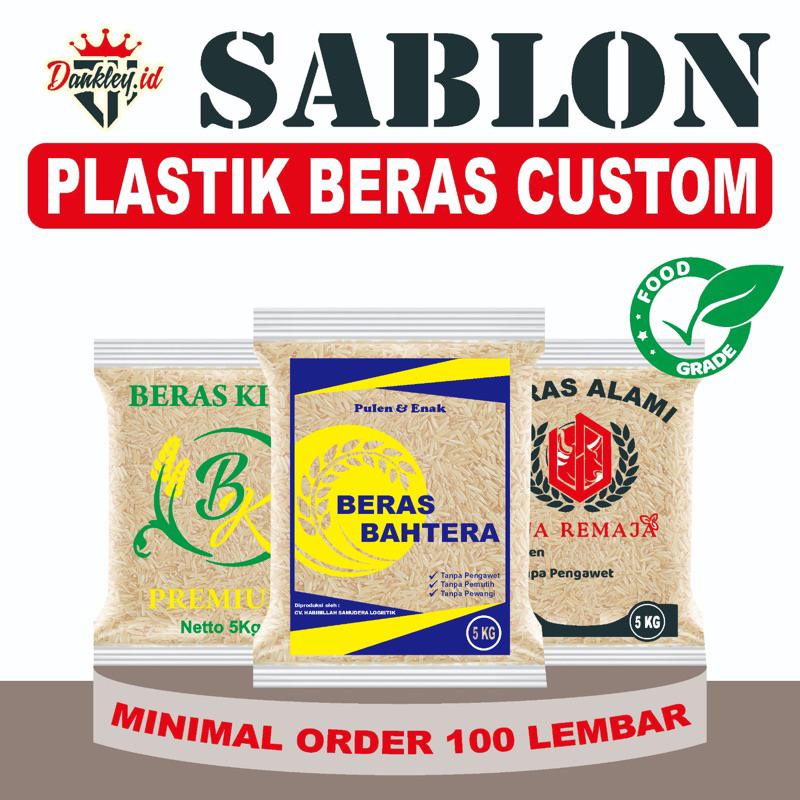 Sablon Plastik Beras Custom 2,5 KG , 3 KG , 5 KG , 10 KG