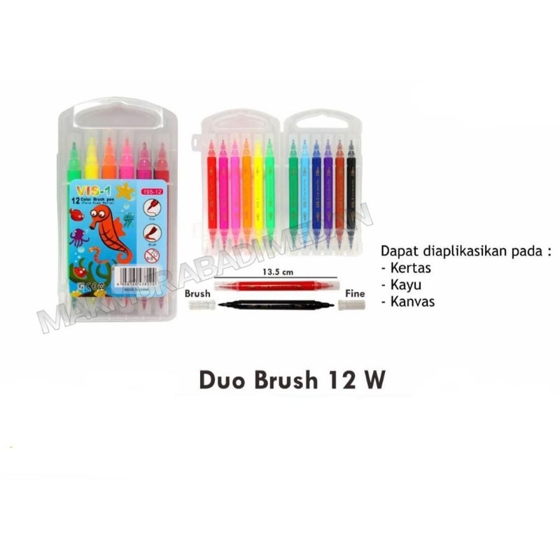 

(1 SET) Pena Kuas 12 Warna VIS-1 195-12 / Color Brush Pen 12 Warna / Pena Kuas Warna Vis-1 / Pena Kuas Warna Double Tip Dua Mata Pena Vis-1 / Duo Brush Pen / Pulpen Kuas Warna Depan Belakang