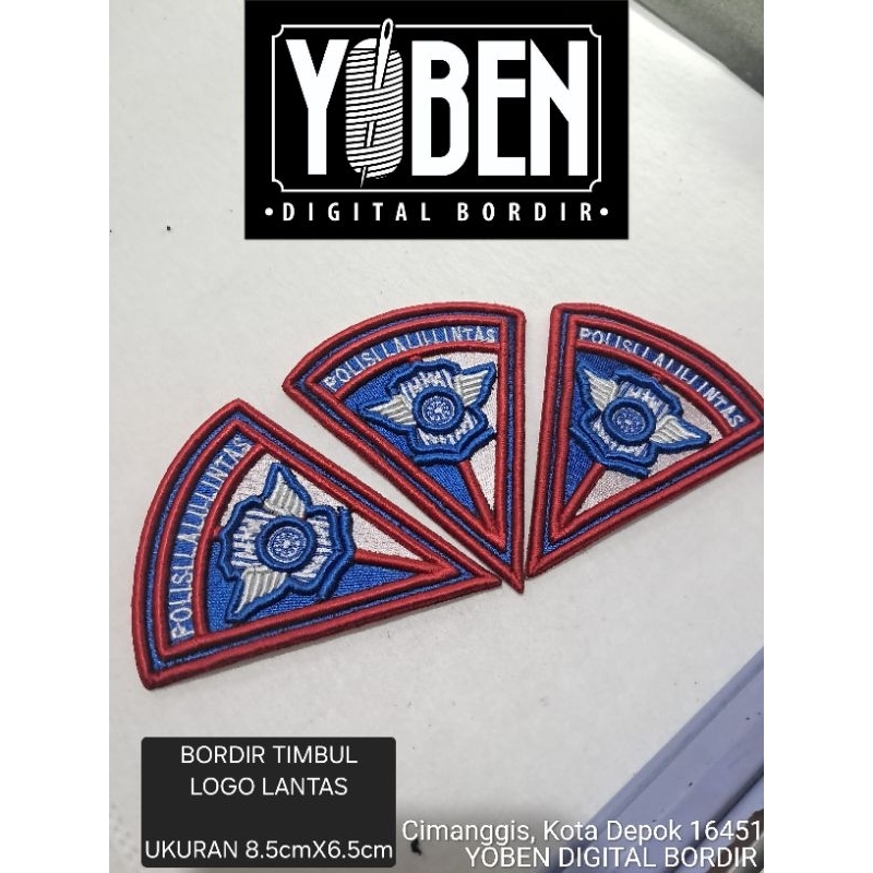yoben bordir - bordir atribut polri logo lantas / bordir timbul / bordir3d