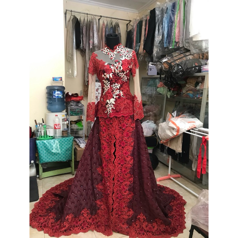 PRELOVED KEBAYA PENGANTIN MURAH MERAH MAROON ROSE