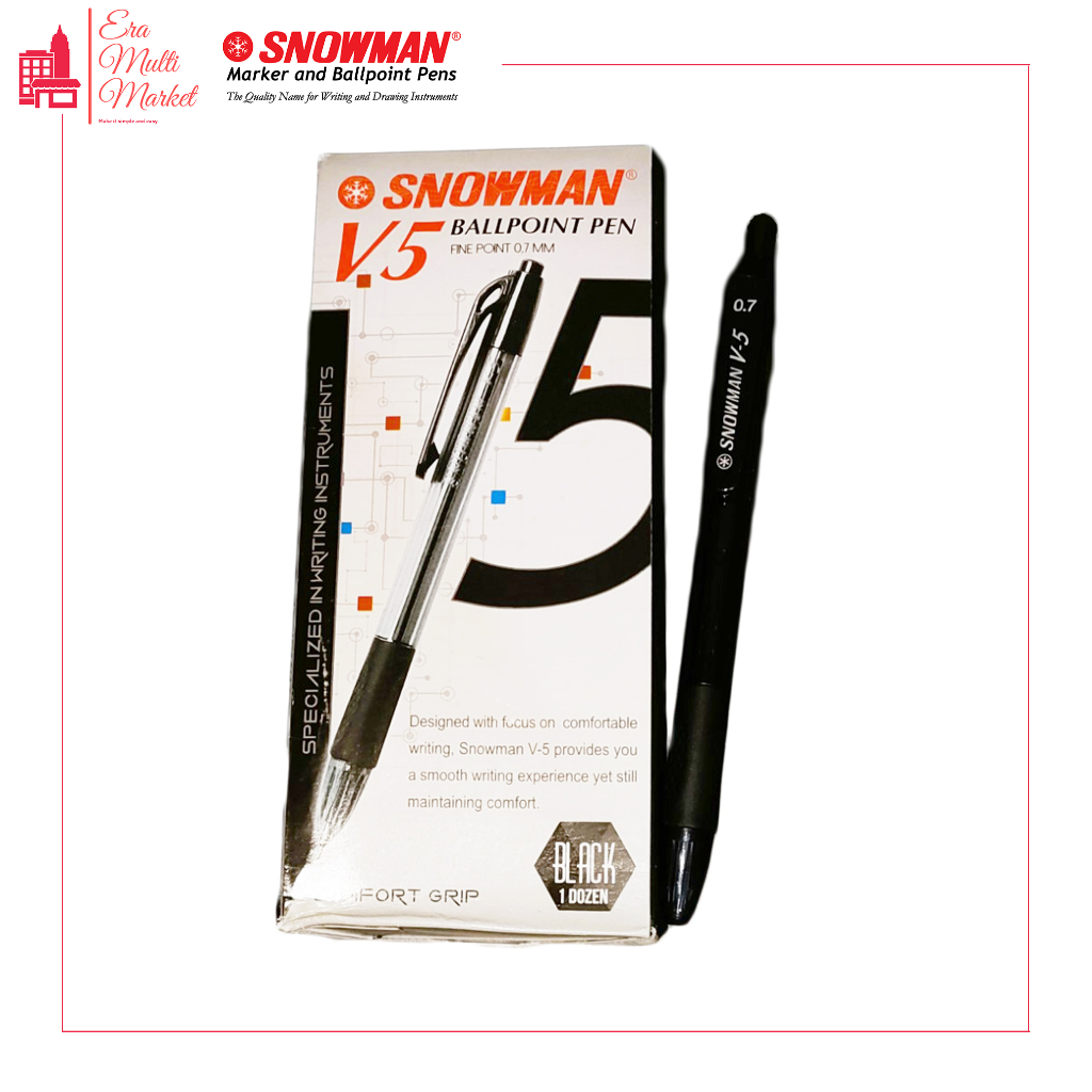 

Pena Snowman V5 0,7 mm / Pulpen 12 pcs Tinta Warna Biru dan Hitam
