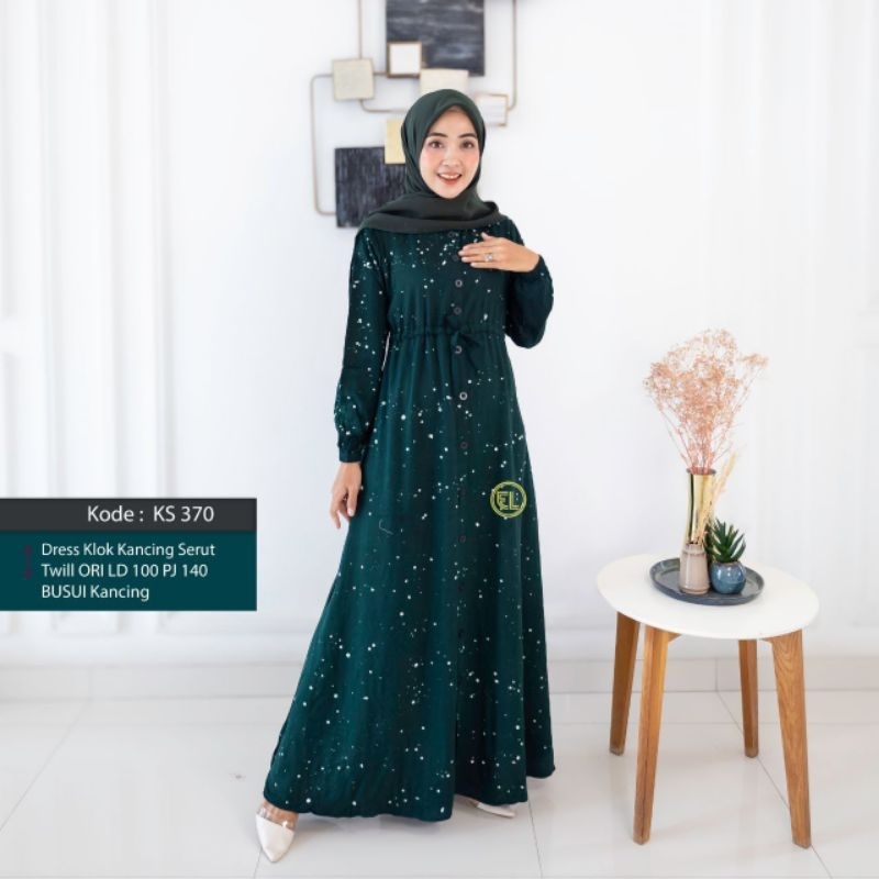 dress klok kancing | dress klok kancing serut | dress twill klok | twill ori elzhaf |