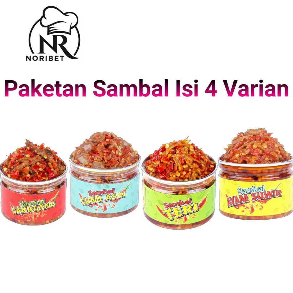 

UIH232 V44859 NR Noribet Paket 4 Set Sambal Ikan Cakalang Cumi Asin Teri Medan Ayam Suwir