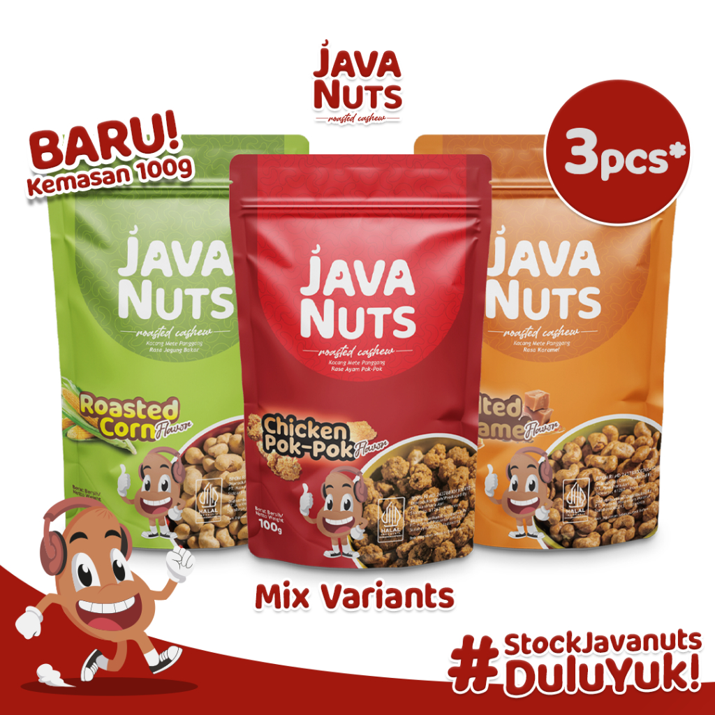

Cemilan Kacang Mete Panggang Roasted Cashew 100 gr - JavaNuts All Varian 3 Pcs