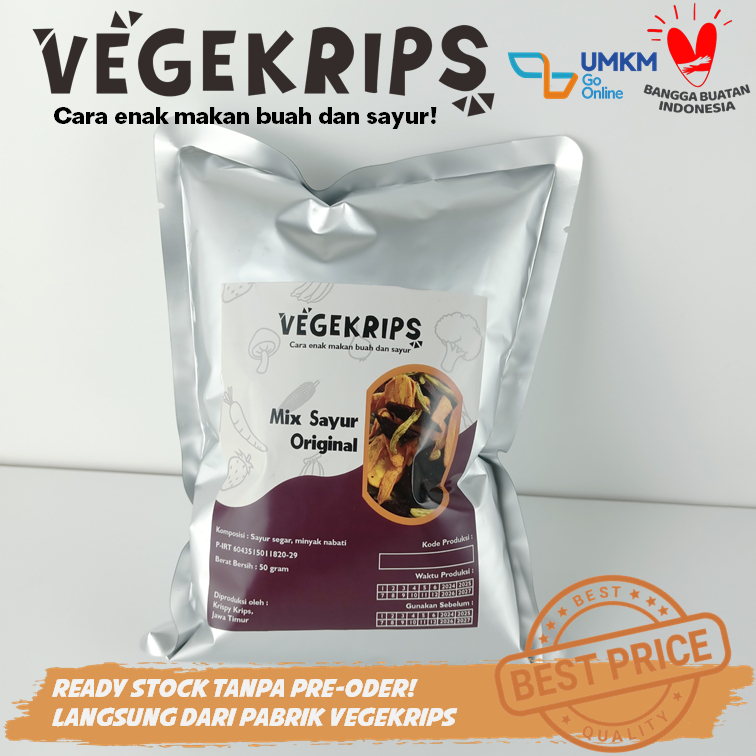 

Keripik Mix Sayur Ori 50 Gr Aluminium Foil VEGEKRIPS