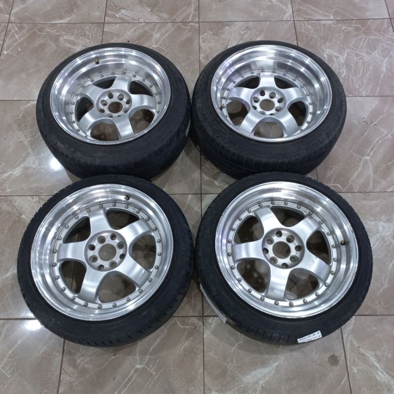VELG CELONG | BRISKET R17X8.5/9.5 PCD 4X100/114.3 + BAN BEKAS