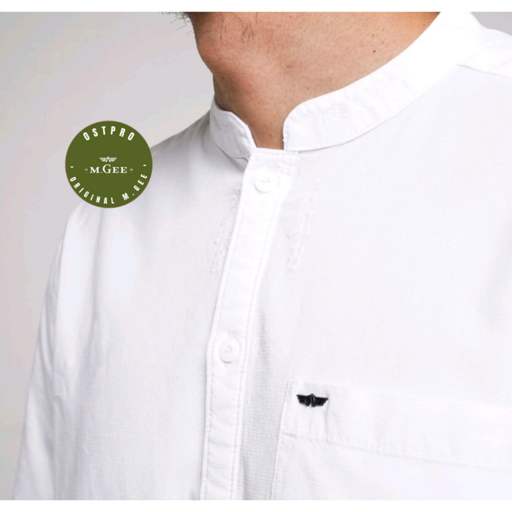 Baju Koko MGEE Original - Baju Koko Panjang Lengan Pendek Original MGEE Adam CKRR 004 White