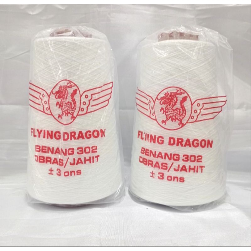 Benang Obras Katun Flying Dragon/Benang Obras Jahit Katun Putih