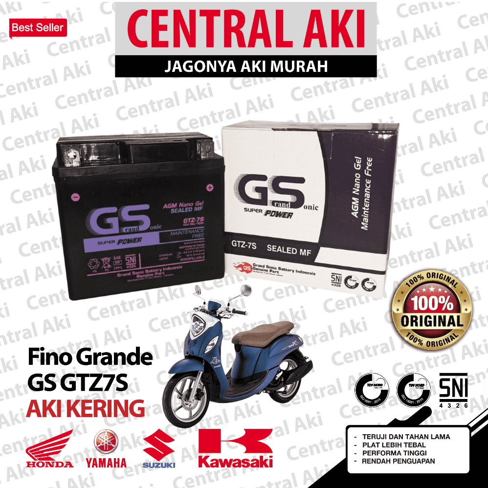 Aki Motor Yamaha Fino Grande GTZ7S Aki Kering MF - Free Bubble Dus