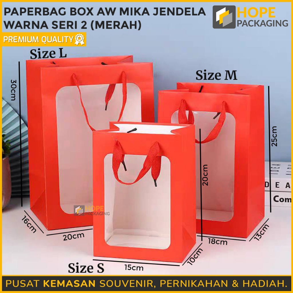 

Paper Bag AW Warna Seri 2 + Mika Jendela / Paper Box Aw / Kantong Bunga Mika / HandBag Flower Wrapping / Paper Bag / Paper Bag Tali Premium / Tas hampers