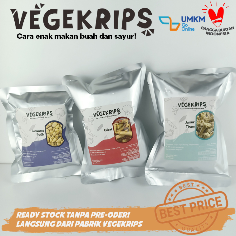 

Keripik Viral Bawang Putih 25 Gr FREE Cabai 50 Gr + Jamur Tiram 50 Gr VEGEKRIPS