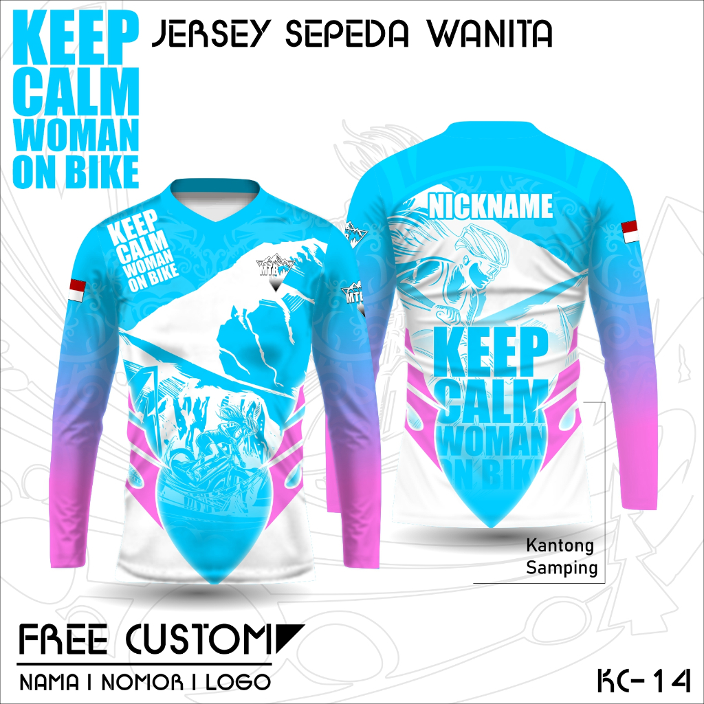Kaos jersey sepeda wanita baju gowes women on bike kantong samping panjang