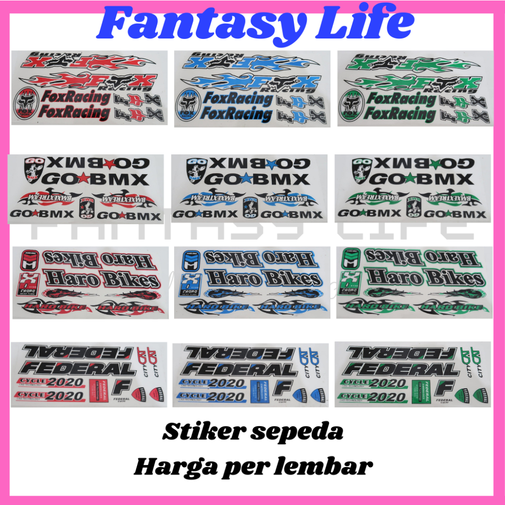 

Fantasy Stiker sepeda tempel murah tulisan sepeda harga per lembar
