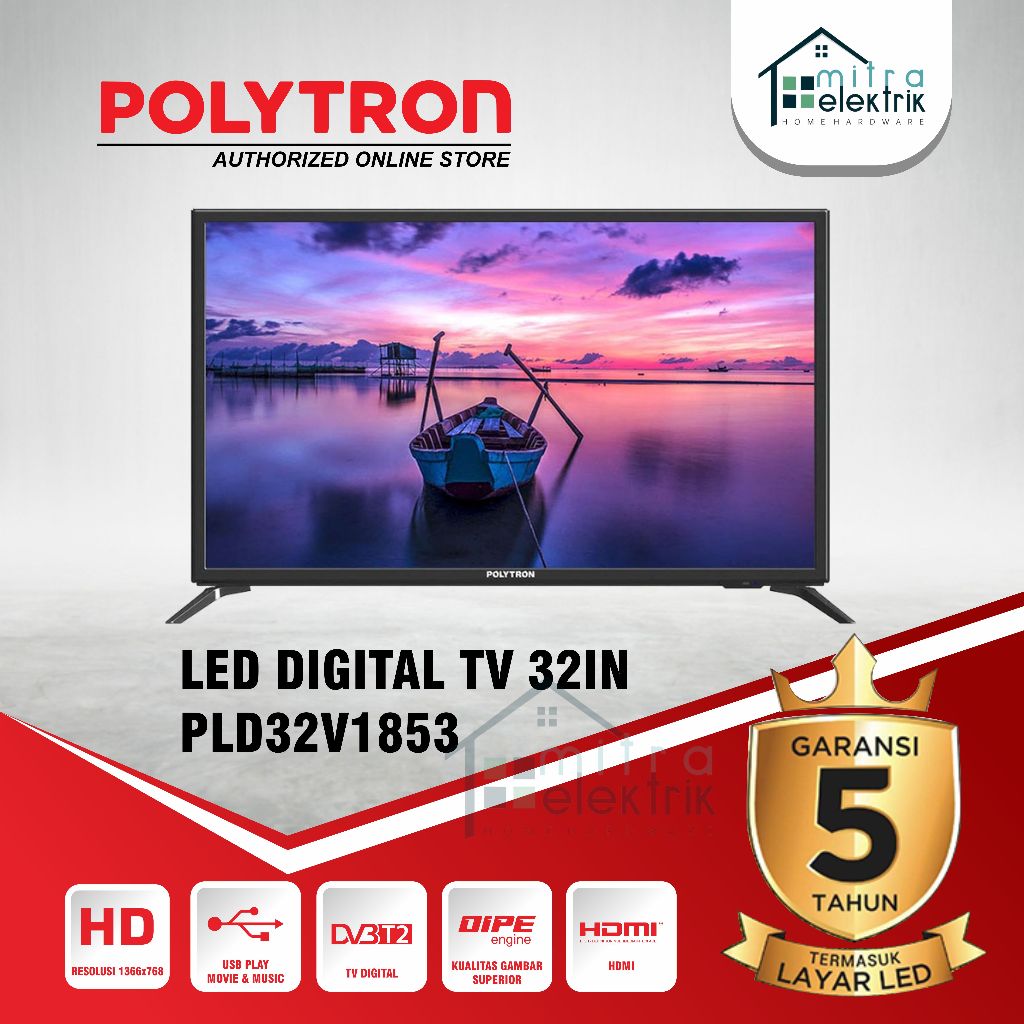 LED TV Polytron PLD32V Digital TV 32 Inc Garansi 5 Tahun