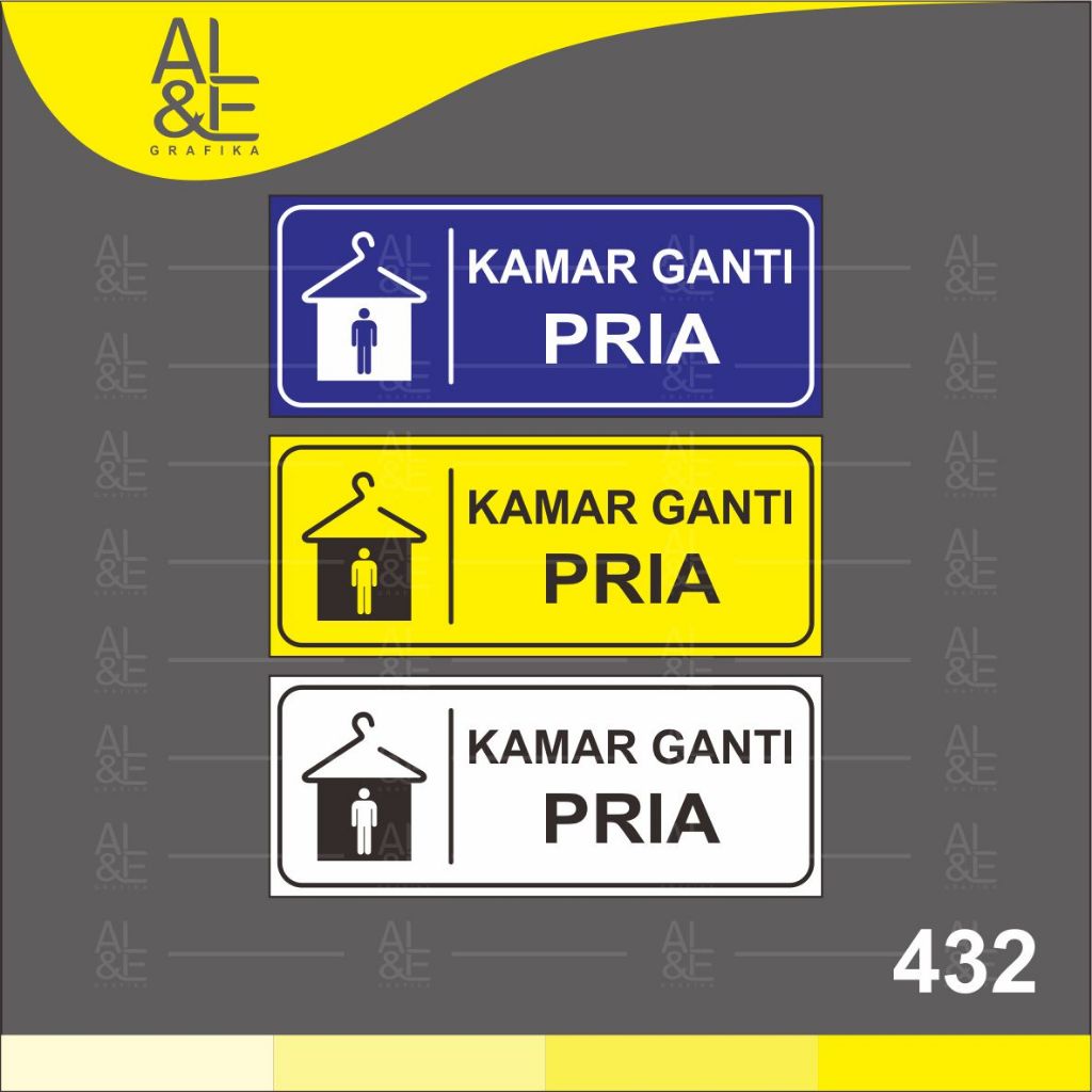 

432 - Stiker Kamar Ganti Pria, Sticker Vinyl, Cetak Premium Indoor, Tahan Air