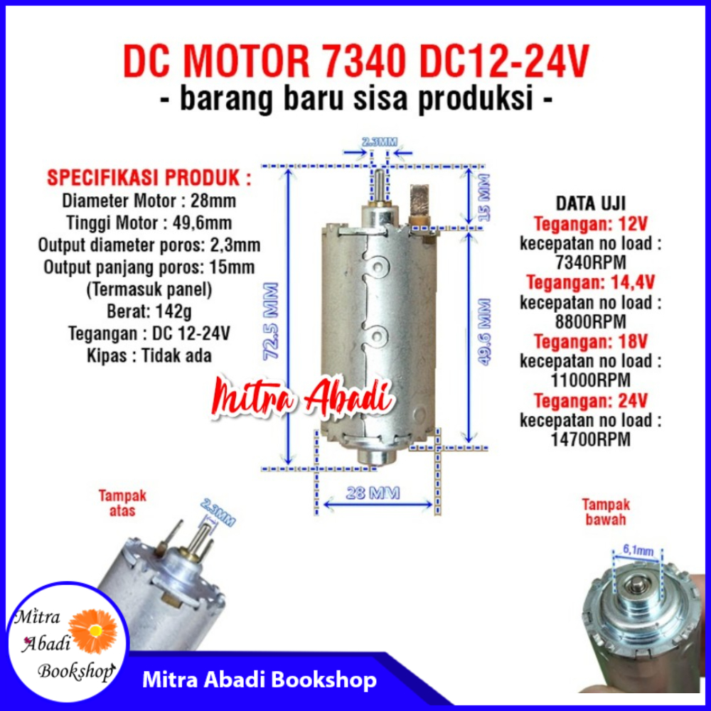 Dinamo Motor 7340 DC 12 - 24V
