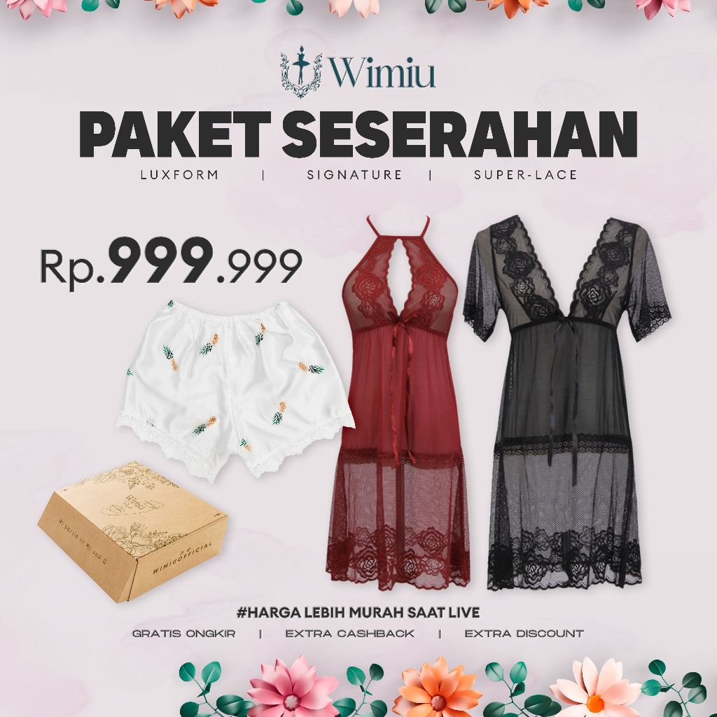 WIMIU EXCLUSIVE PAKET SESERAHAN SALE 2PCS LINGERIE ONE SET BAJU DINAS + 1PCS CELANA PENDEK SATIN PAK