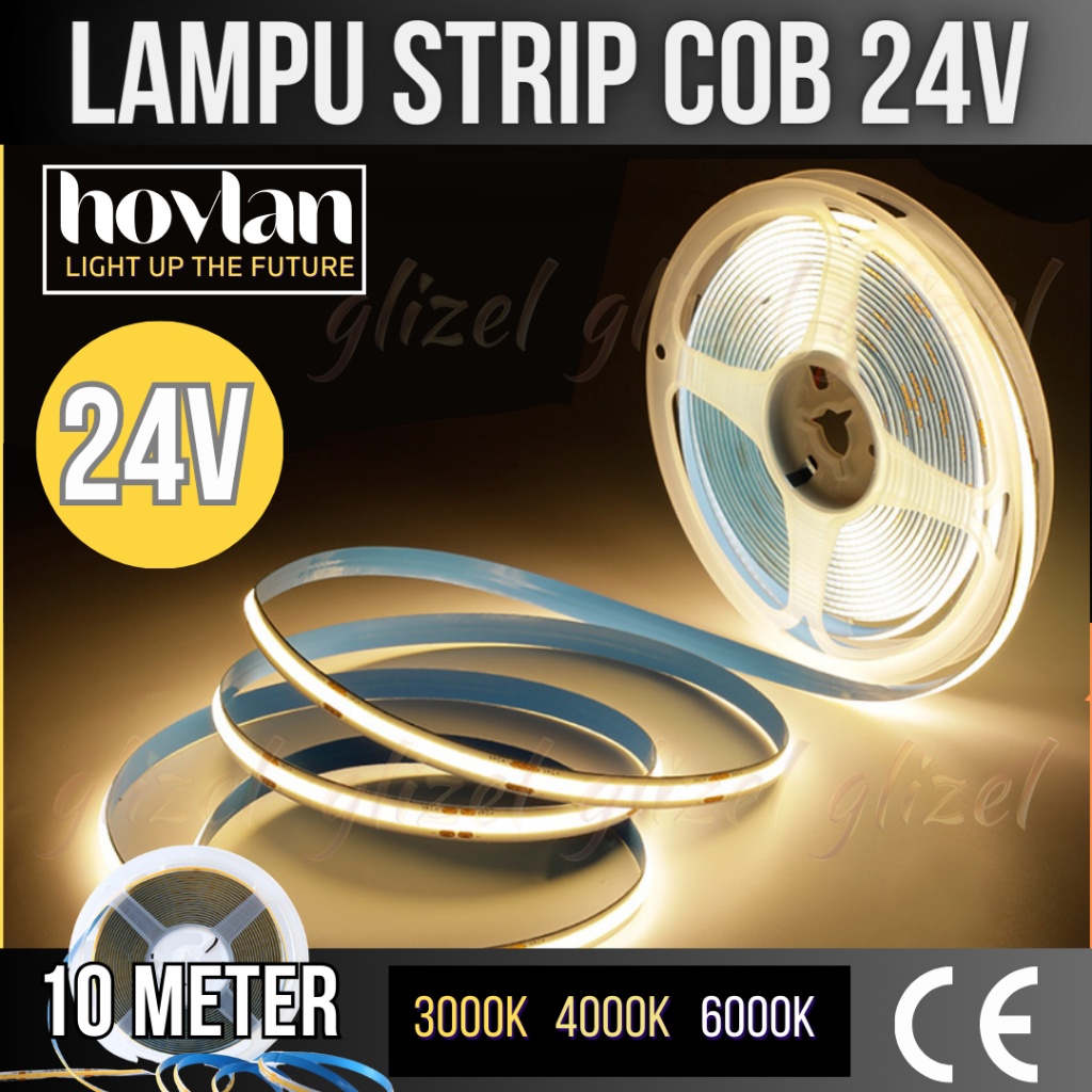 Lampu Strip Led Cob 24V Hovlan HVC2412 10 Meter Selang Pita Hias Flexible