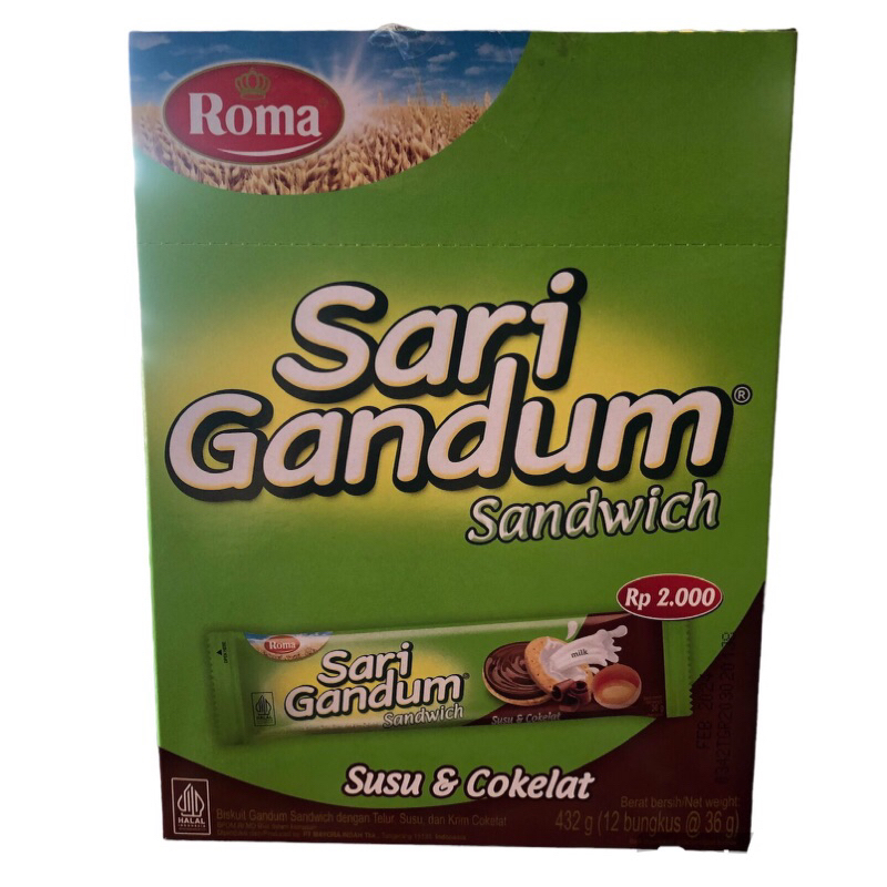 

Roma Sari Gandum Sandwich Cokelat Box 12pcs