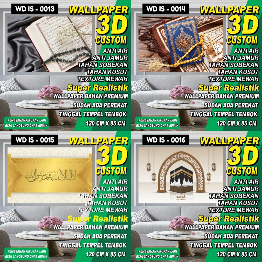 Wallpaper Stiker Dinding 3D Seri Islami Desain Terbaru/Stiker Dekorasi Rumah Custom 3D