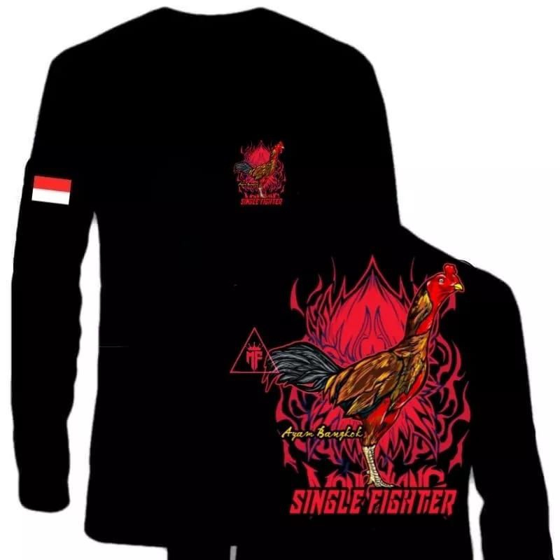 KAOS TANGAN PANJANG AYAM BANGKOK - LOGO MERAH VECTOR