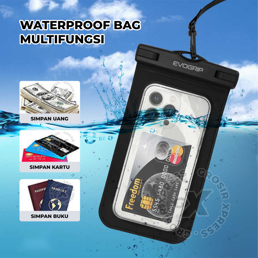 Waterproof bag hp EVOGRIP WB10  holder motor tas plastik pelindung hp anti air | GROSIRXPRESS