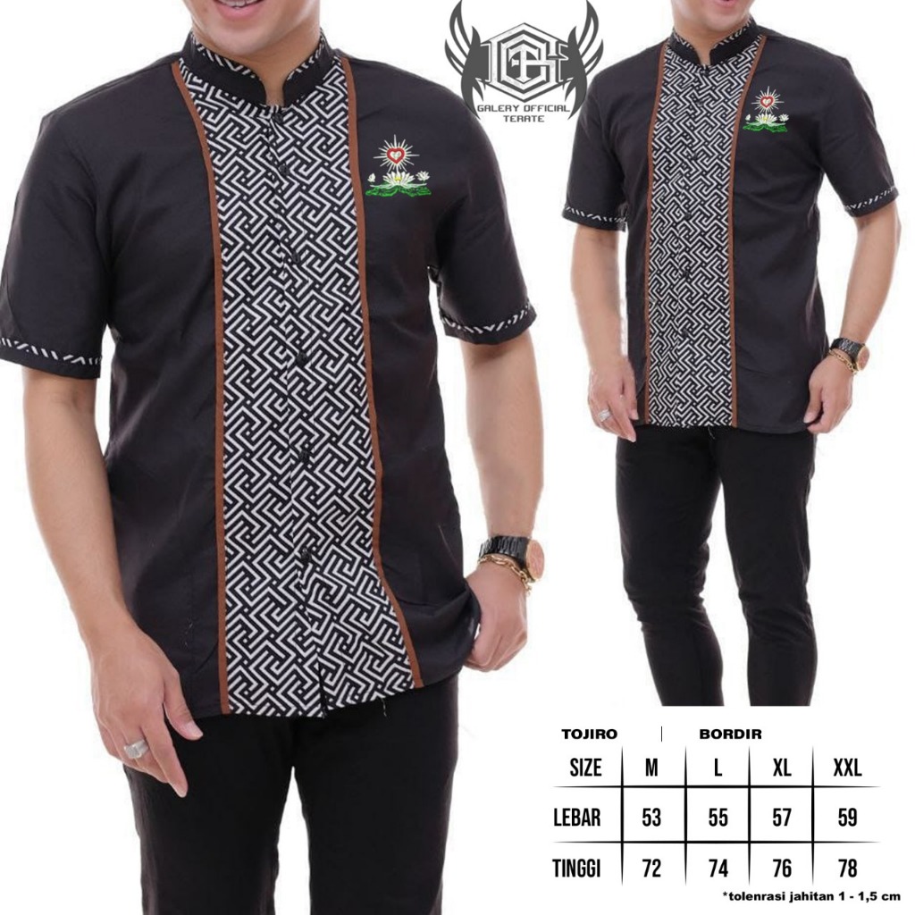 Koko Bordir Psht - Baju koko ramadhan Psht - Batik Psht terlaris - Batik Psht Bordir
