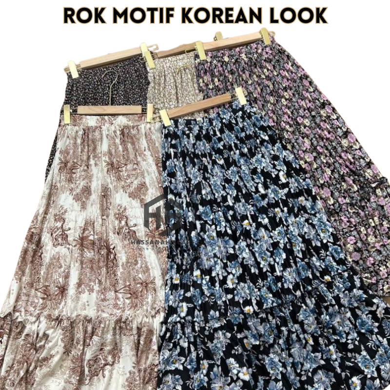 	 Rok Plisket Motif Bunga Tutu Rempel Wanita Korean Look - Rok Plisket Motif Premium Tebal - Pleated Skirt Motif	