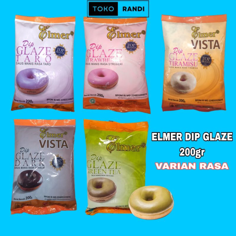 

ELMER DIP GLAZE KEMASAN 200 GR / TOPPING DONAT