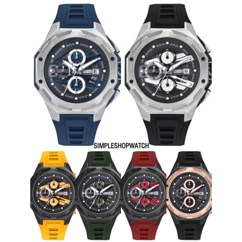 Original 100% Jam Tangan Pria Balmer 8818 8818MCT Sapphire Rubber  Garansi Resmi 2 Tahun