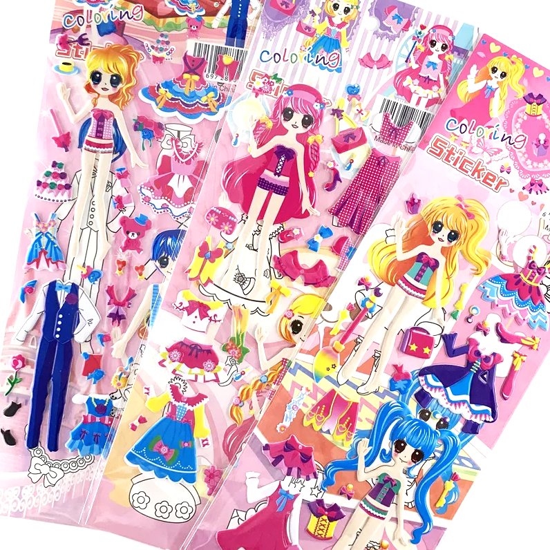 Stiker FF BP Bongkar Pasang Princess Dressing Up Sticker 3D Timbul