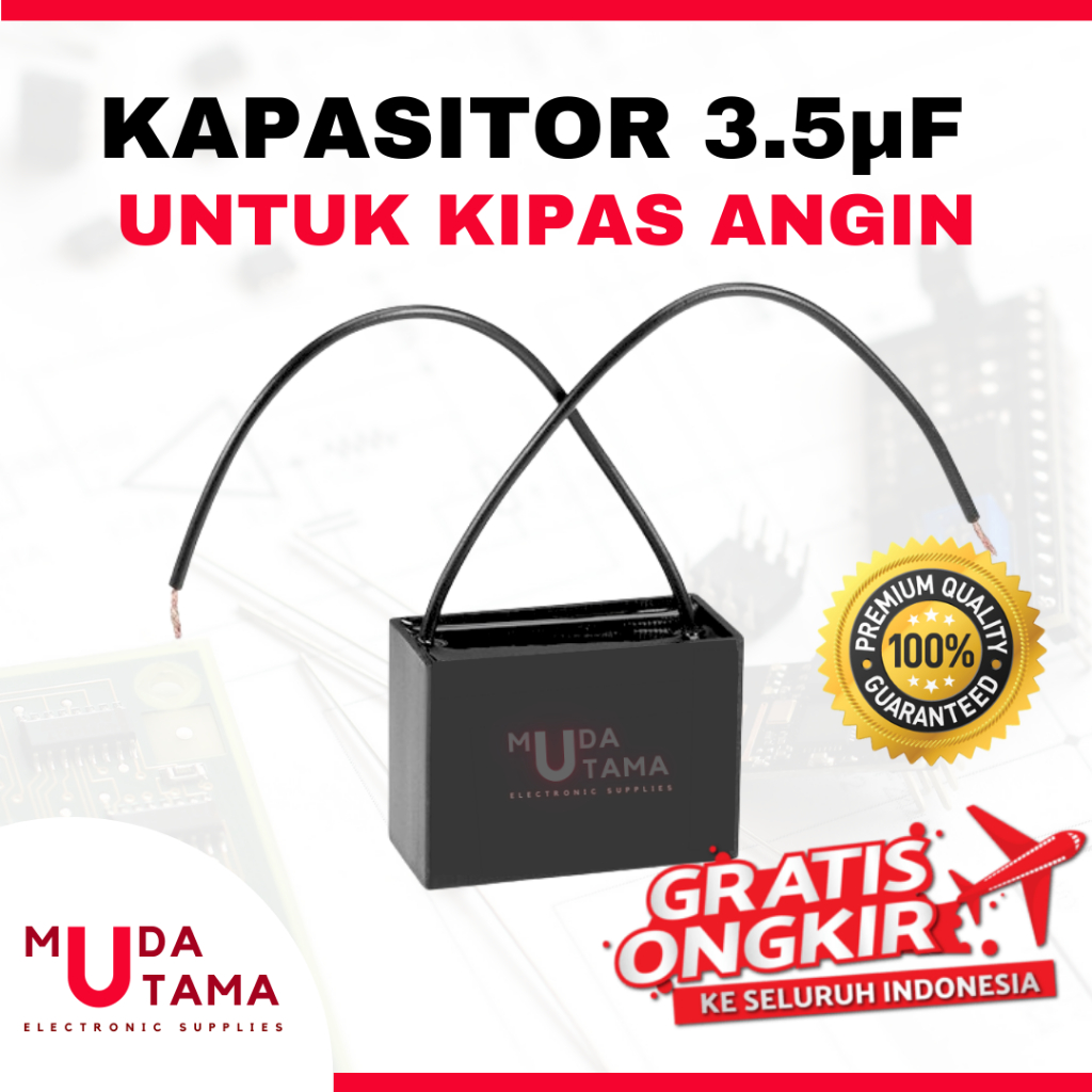 KAPASITOR KIPAS ANGIN 3.5uF 3.5µF PETAK HITAM BAGUS | CAPASITOR 3.5UF KIPAS ANGIN DINDING GANTUNG BE