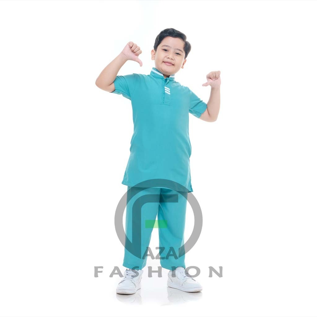 Koko Anak Faza BIRU TOSCA /Terbaru 2024 Koko Pakistan Anak Faza model STRIP/ Baju Muslim Anak/Pakaia