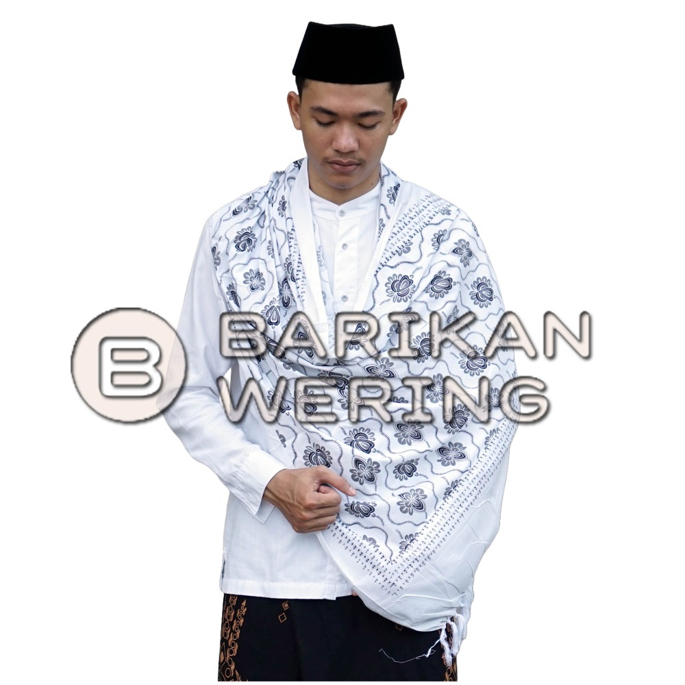 Sorban Ar-rida solo motif kasmiri Printing Grade A - Sorban Rida Panjang Putih - Sorban habib motif 