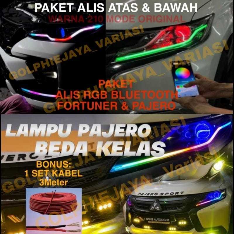 LAMPU ALIS BLUETOOTH RGB FORTUNER, PAJERO SATU SET LAMPU ALIS RUNNING RGB MATRIX MODE BELANG