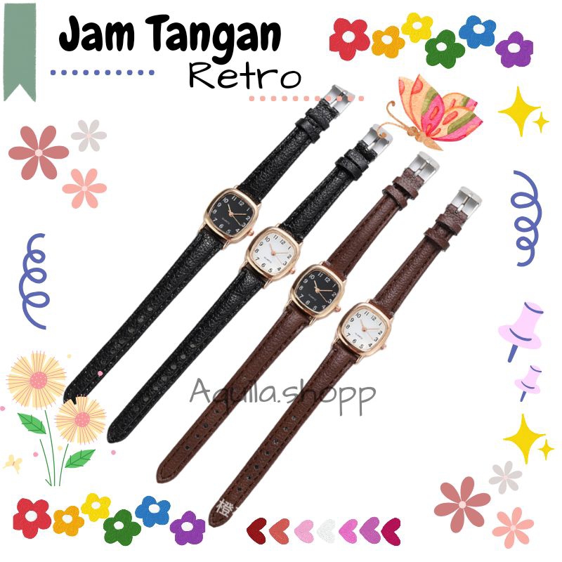 Jam Tangan Wanita Gaya Retro Korea / Jam Tangan Wanita Bahan Kulit