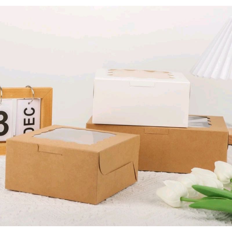Box Karton Kotak Kue putih/coklat/merah- Box kotak kue makanan kecil /Pastry box packaging/Box packa