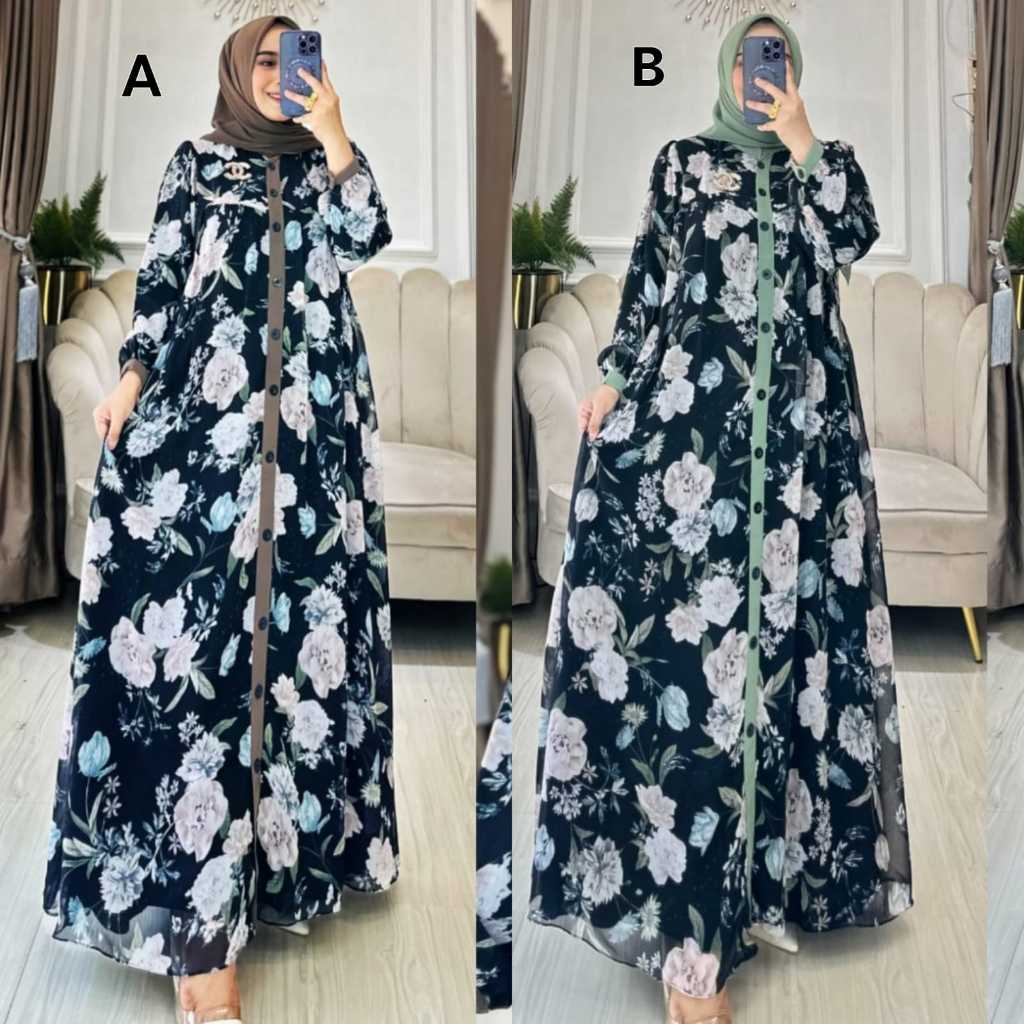 Dress Muslim Printing Set Hijab Zaina Set