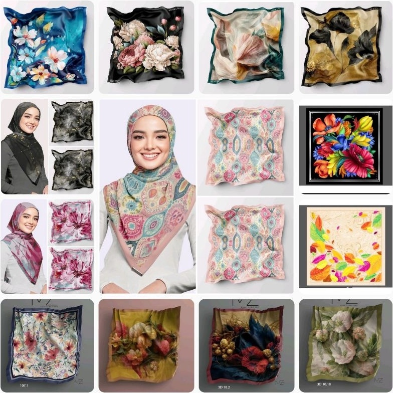 Original MIRA 1  1 Hijab Voal segiempat motif denay kw premium FATRIANA Terjamin