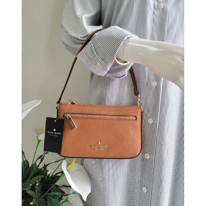 ks Leila Pebble Leather Convertible Wristlet Warm Ginger n