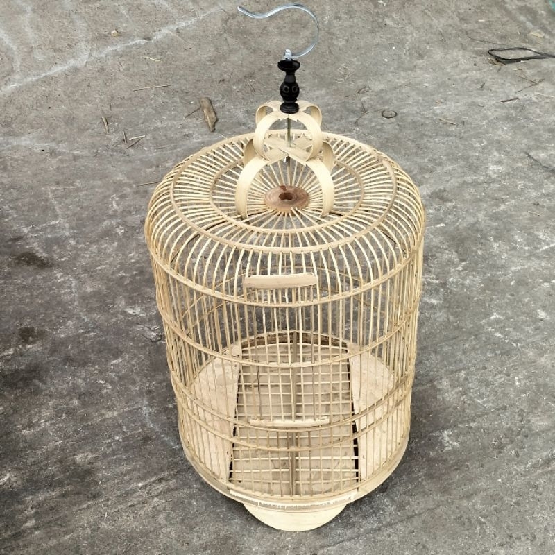 AMBRUKAN SANGKAR BURUNG BULAT FULL BAMBU DIAMETER 40 CM KOMPLIT SIAP RAKIT