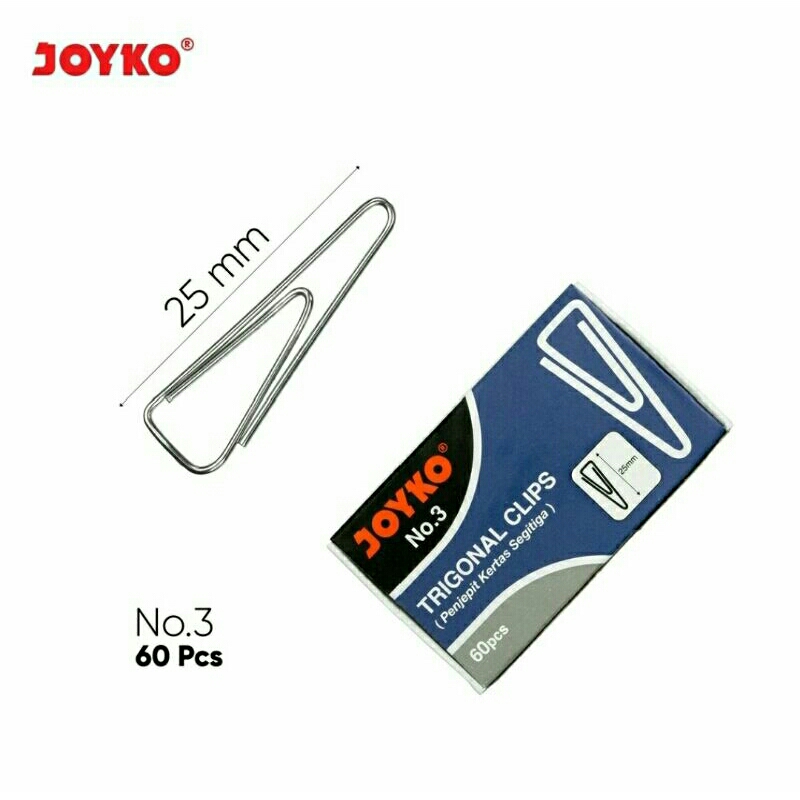 

JOYKO PAPERCLIP PAPER CLIP TRIGONAL CLIP No.1 No.3 No.5 KLIP KERTAS KECIL BESAR [1 kotak]