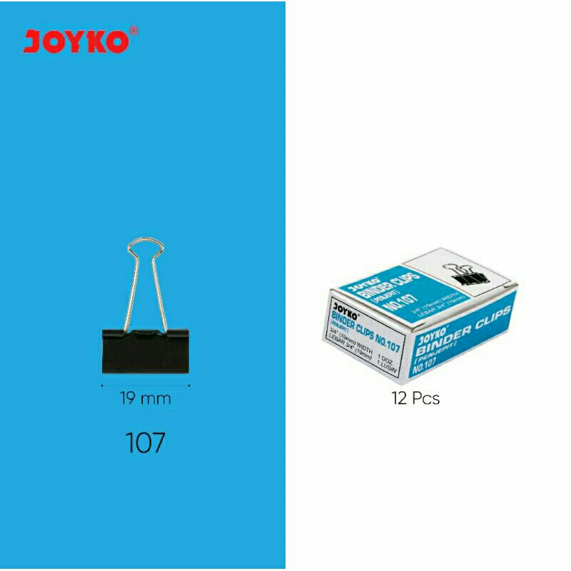 

JOYKO BINDER CLIP 107 KECIL 19MM KLIK KERTAS JOYKO NO.107 [HARGA SATUAN ]