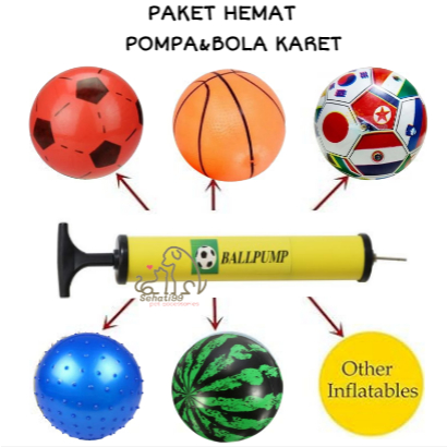 PAKET HEMAT POMPA BOLA DAN MAINAN BOLA KARET
