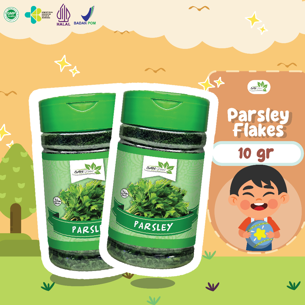 

SANFOOD BRILIAN parsley Herb Bubuk, Parsley Flakes, Parlsey Kering, Parsley Bubuk Pizza 10gr