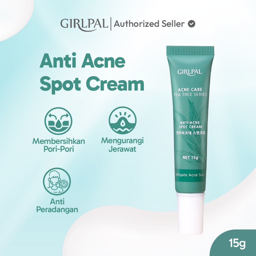 [BPOM] GIRLPAL Anti Acne Spot Cream 15g Tea Tree Treatment Acnes Cream Salep Acnes Penghilang Bekas 