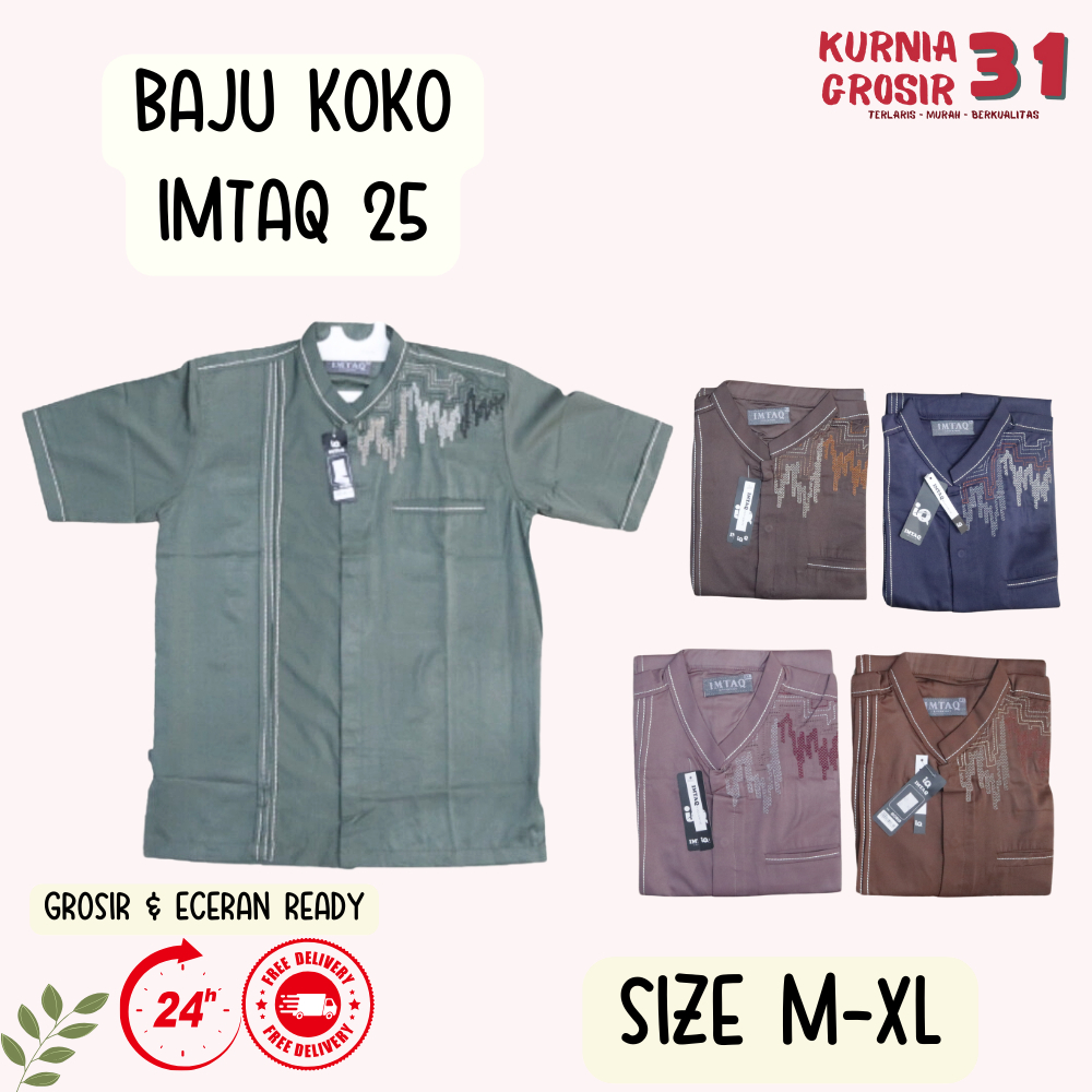 Baju KOKO Lengan Pendek Imtaq 25 30 / Baju Koko ABG Remaja / Baju KOKO Ukuran M-XL